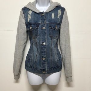 Sky and Sparrow Denim and Fleece Hoodie Jacket